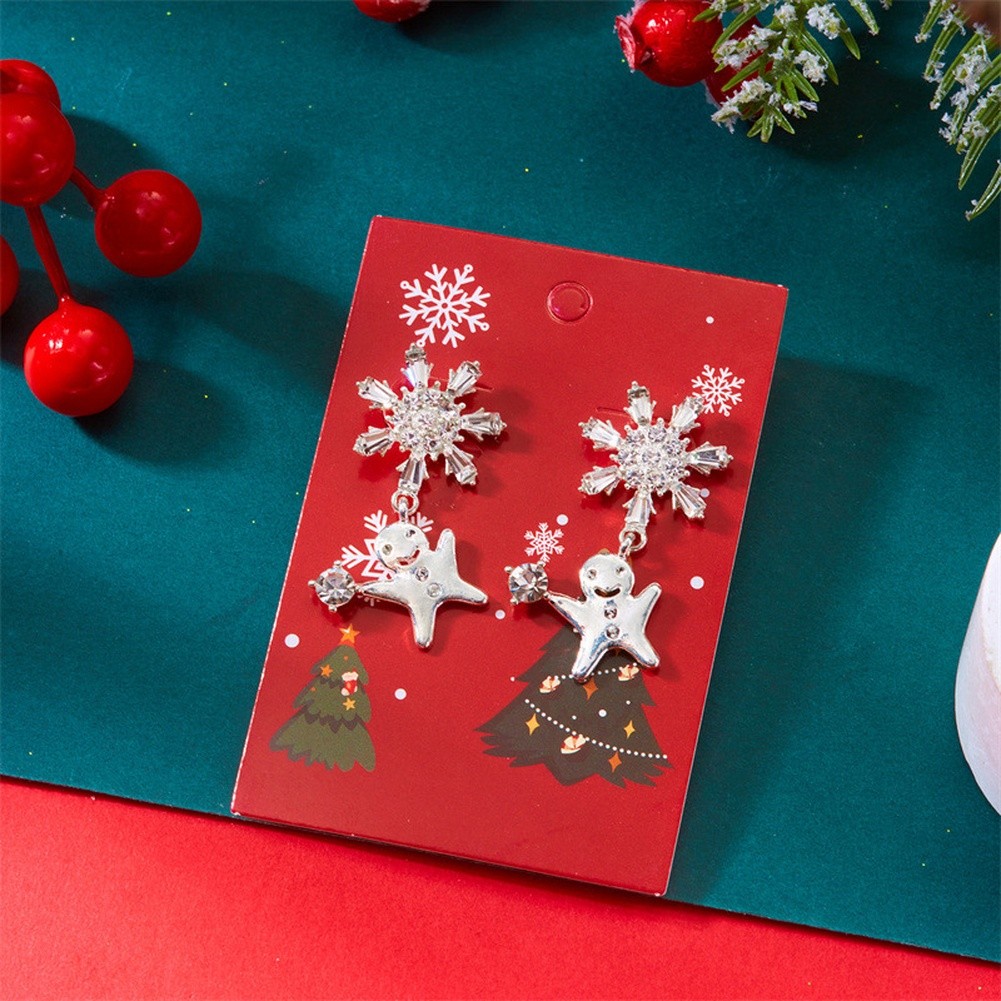 Boucles d'oreilles personnage de Noël avec motif pendant avec bonhomme de neige - Picture 45 of 51