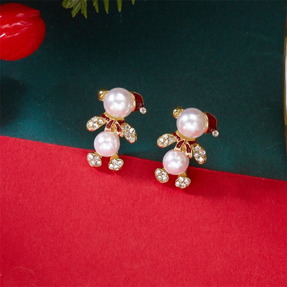 Boucles d'oreilles personnage de Noël avec motif pendant avec bonhomme de neige - Picture 49 of 51