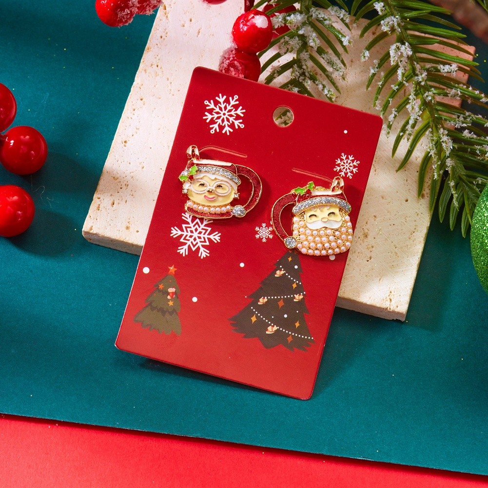 Boucles d'oreilles personnage de Noël avec motif pendant avec bonhomme de neige - Picture 24 of 51