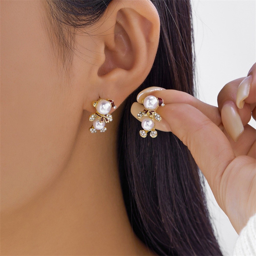 Boucles d'oreilles personnage de Noël avec motif pendant avec bonhomme de neige - Picture 48 of 51