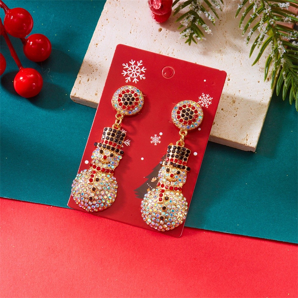 Boucles d'oreilles personnage de Noël avec motif pendant avec bonhomme de neige - Picture 18 of 51