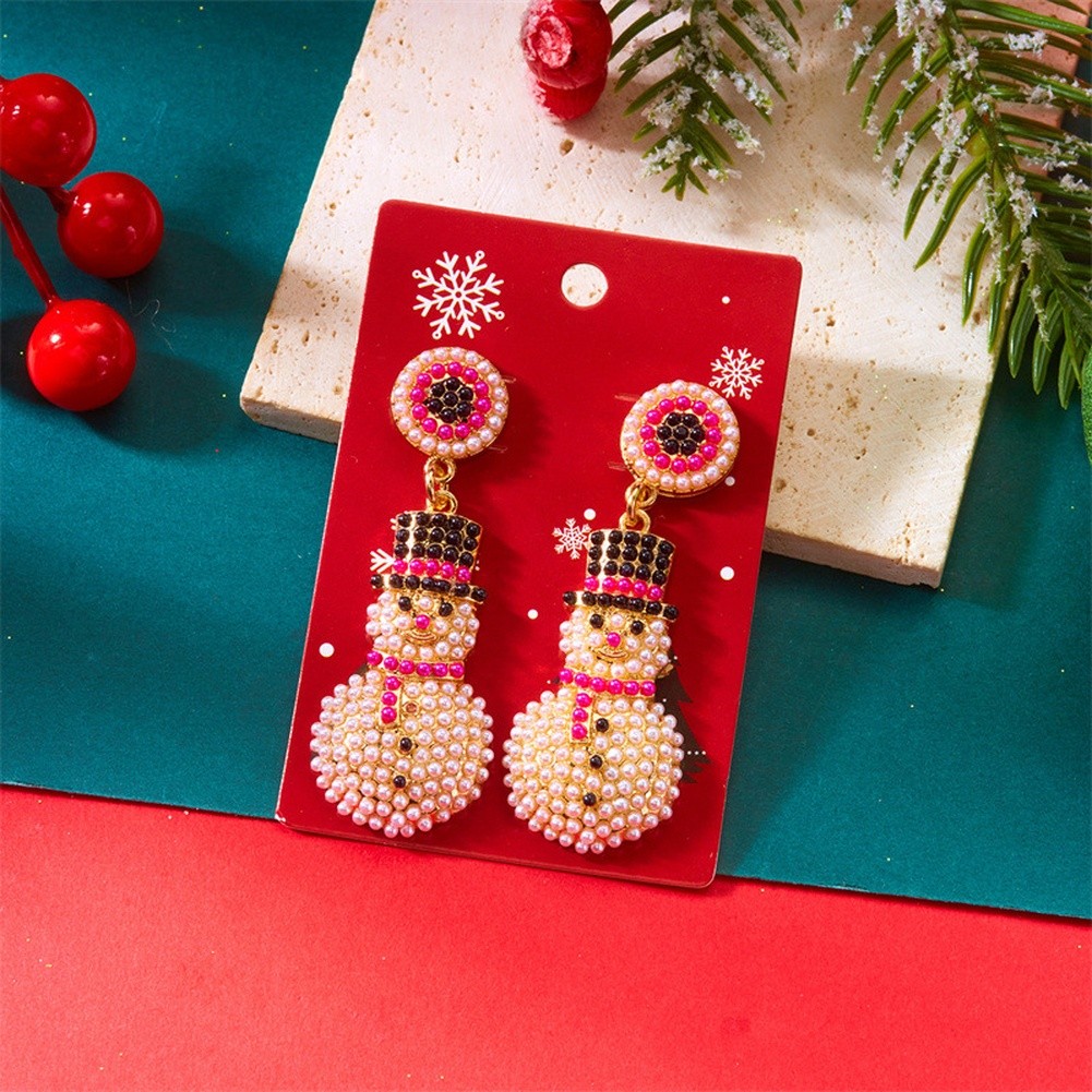 Boucles d'oreilles personnage de Noël avec motif pendant avec bonhomme de neige - Picture 15 of 51