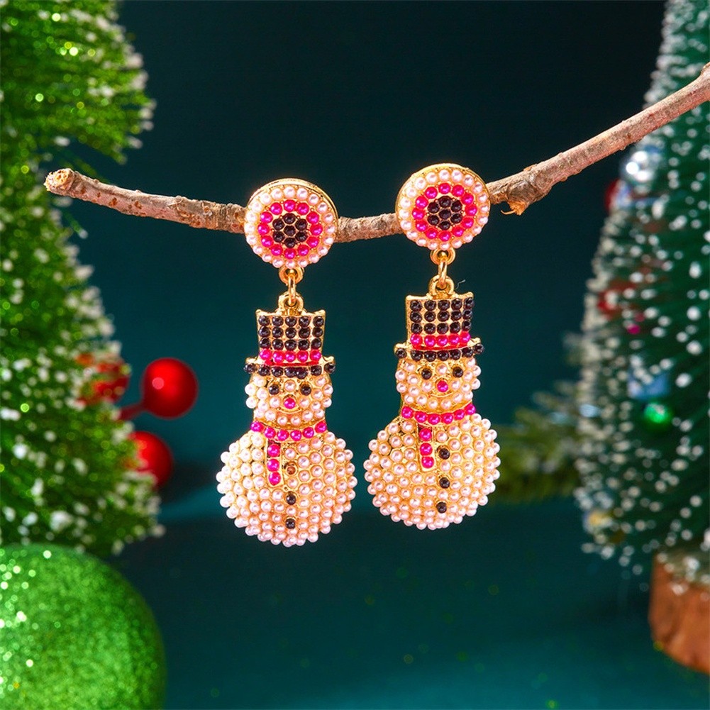 Boucles d'oreilles personnage de Noël avec motif pendant avec bonhomme de neige - Picture 16 of 51
