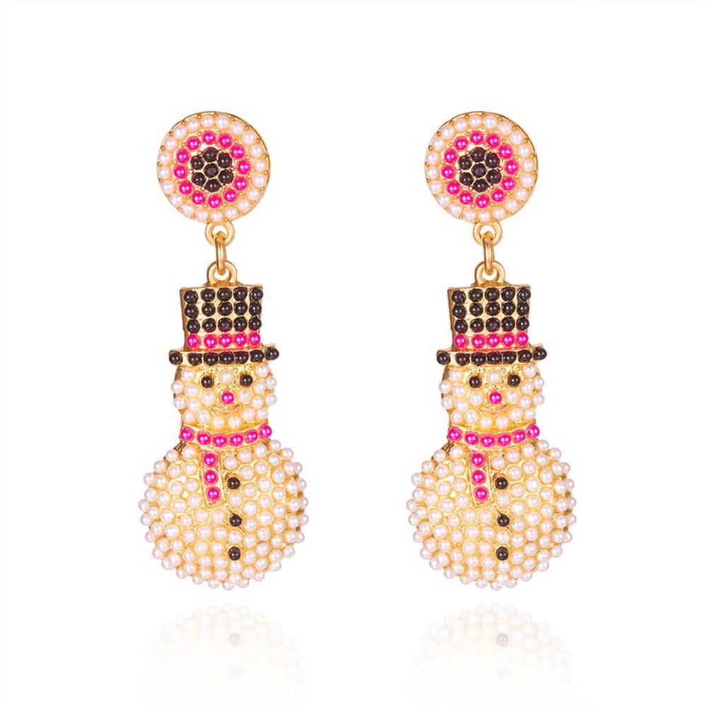 Boucles d'oreilles personnage de Noël avec motif pendant avec bonhomme de neige - Picture 14 of 51
