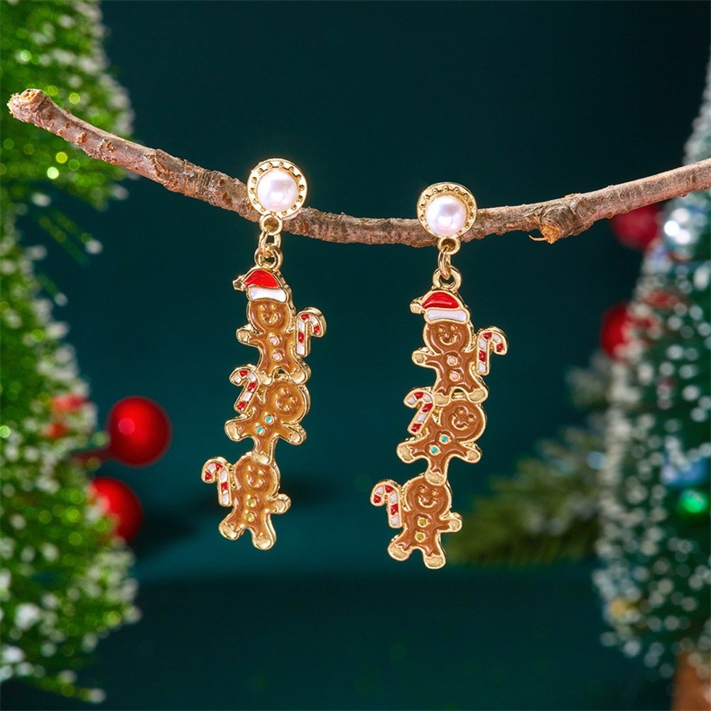 Boucles d'oreilles personnage de Noël avec motif pendant avec bonhomme de neige - Picture 39 of 51