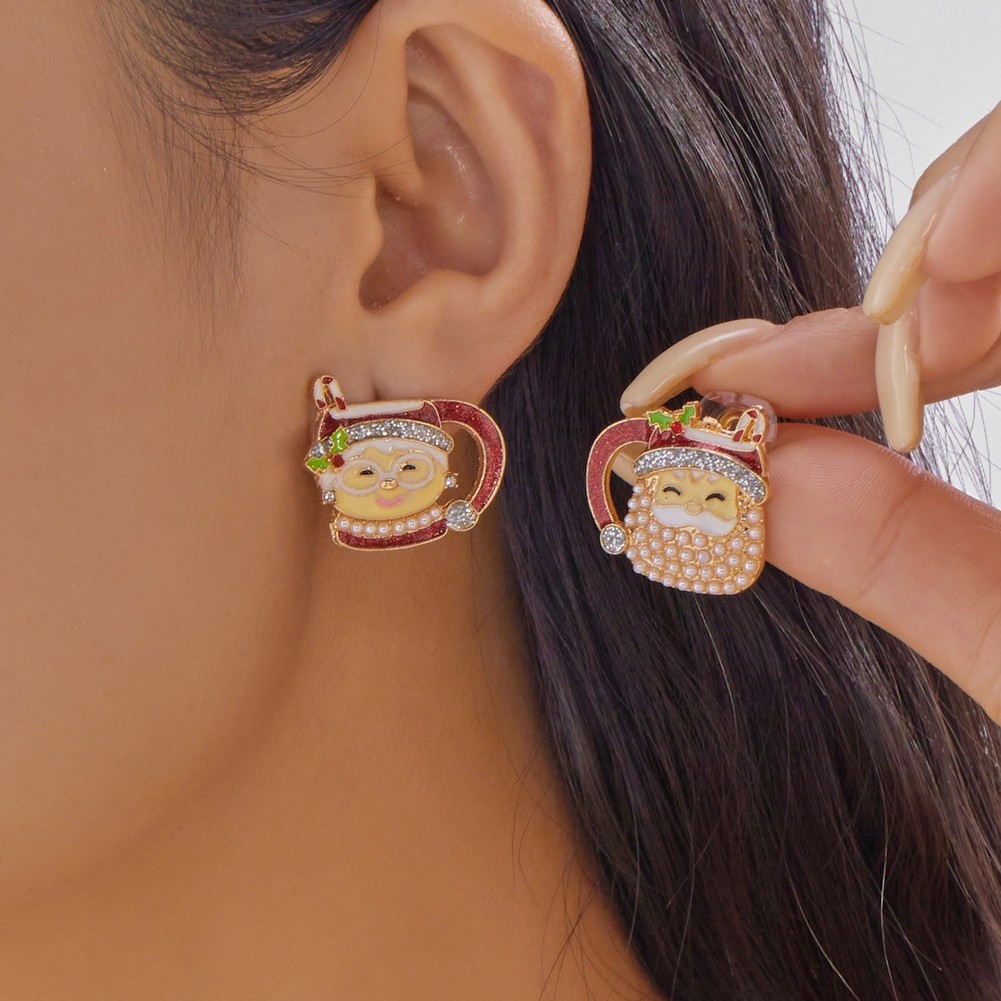 Boucles d'oreilles personnage de Noël avec motif pendant avec bonhomme de neige - Picture 21 of 51