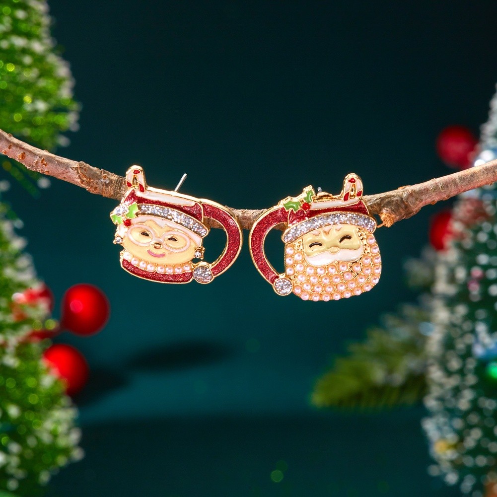 Boucles d'oreilles personnage de Noël avec motif pendant avec bonhomme de neige - Picture 23 of 51