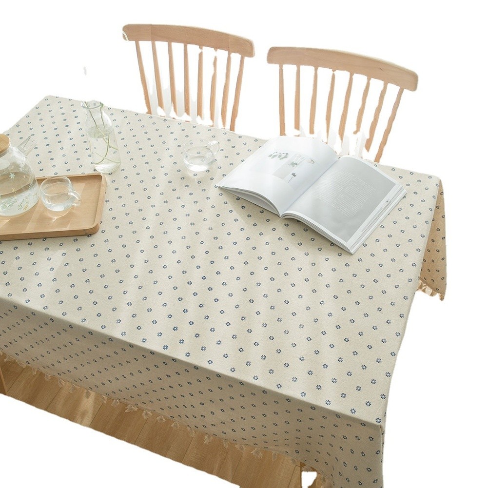 Rectangular Tablecloth 140x160cm Blue Daisy Print Polyester Cotton with Fringe - Picture 26 of 31