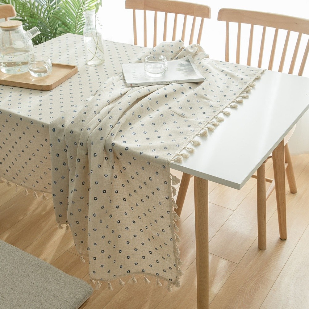 Easy To Clean Festive Gatherings Daisy Print Tablecloth Cozy Atmosphere Decor - Picture 19 of 30