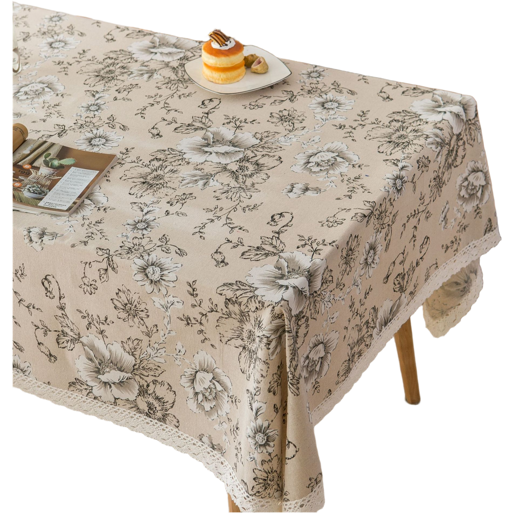 Rectangular Tablecloth 140x160cm Blue Daisy Print Polyester Cotton with Fringe - Picture 17 of 31