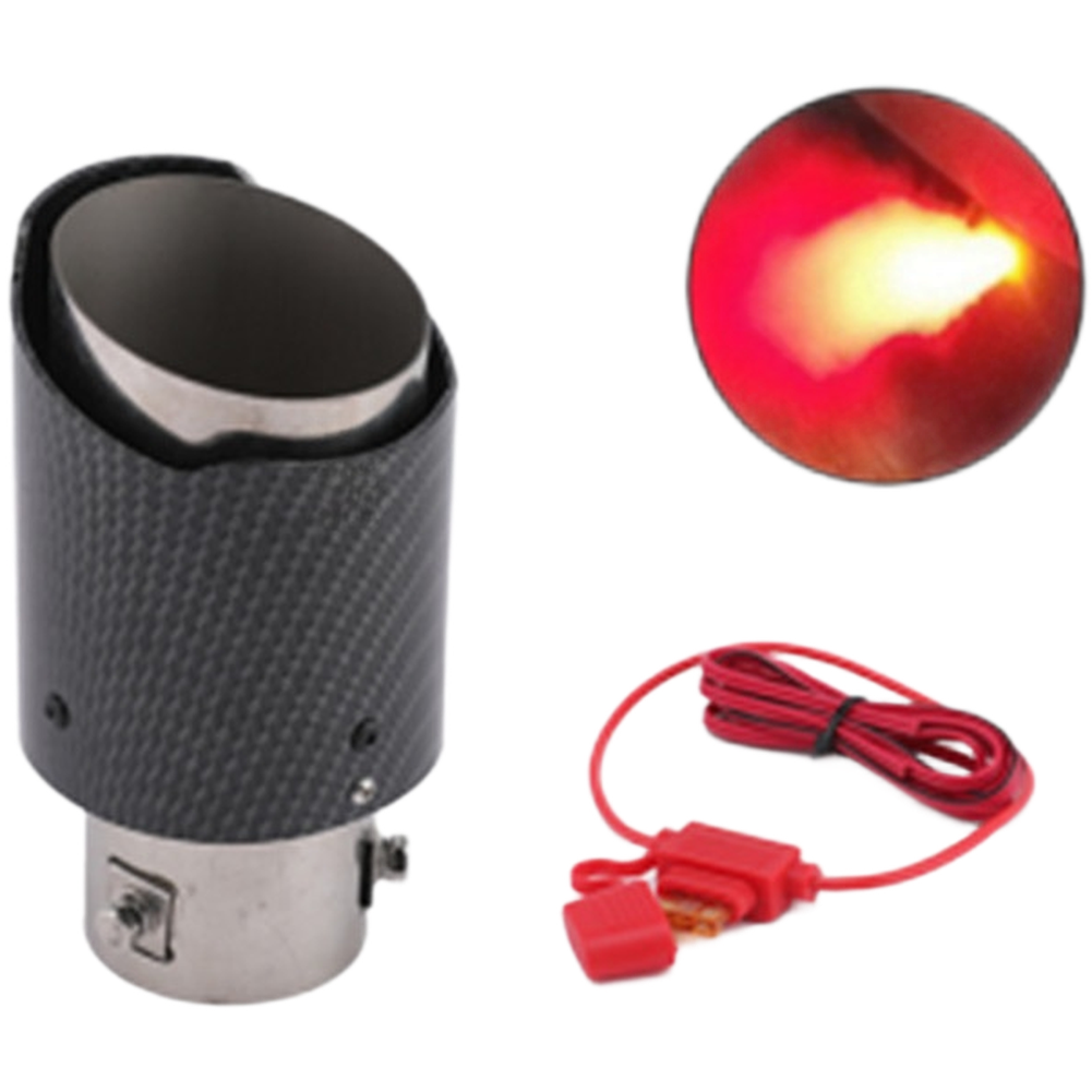 Stainless Steel Exhaust Tip with LED Light and Carbon Fiber Flame Tail Pipe - Picture 14 of 15