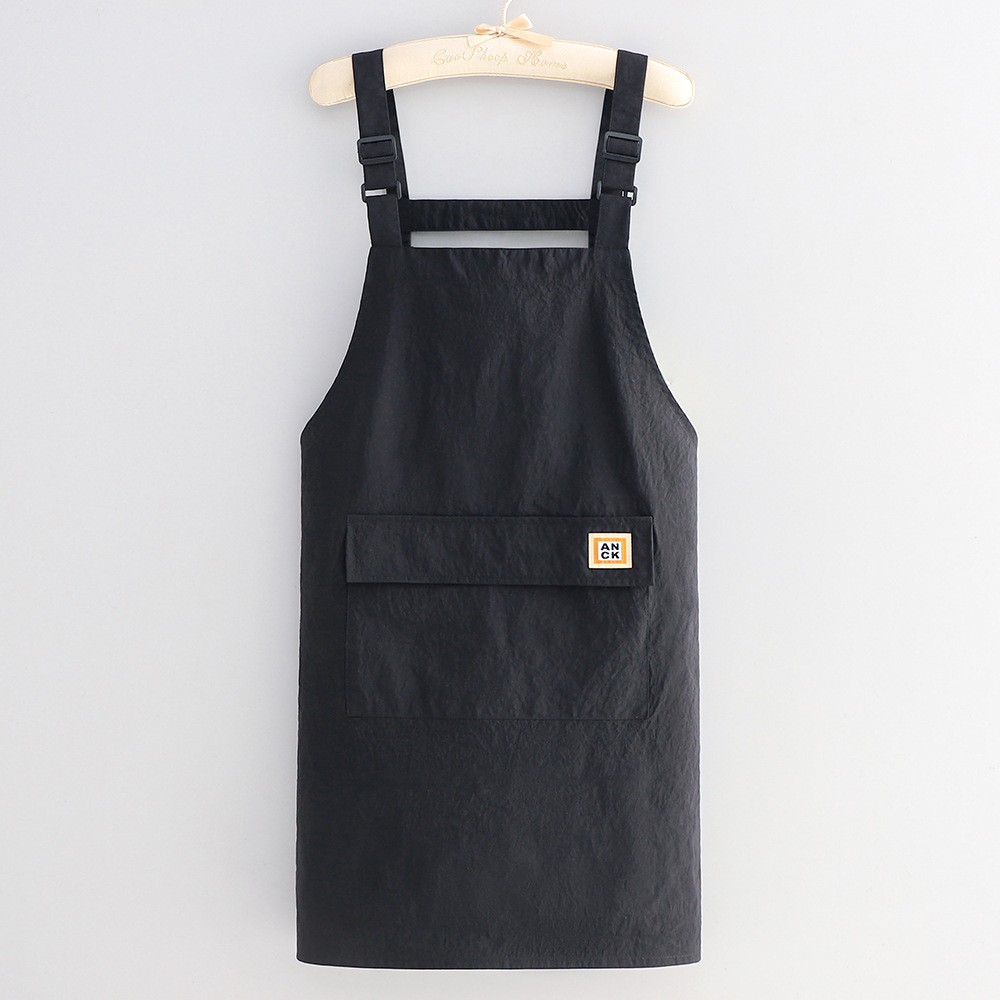 Kitchen Apron Japanese Style Waterproof Material Adjustable Straps Large Pocket