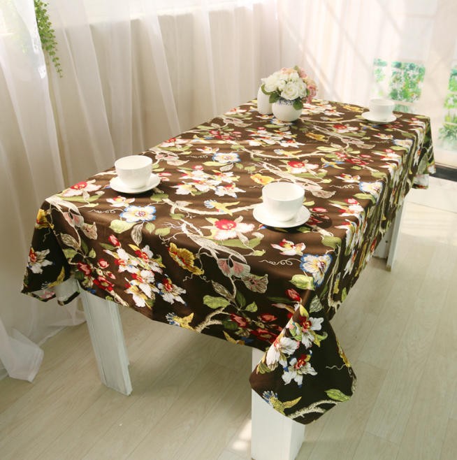 Rectangular Tablecloth 140x160cm Blue Daisy Print Polyester Cotton with Fringe - Picture 31 of 31