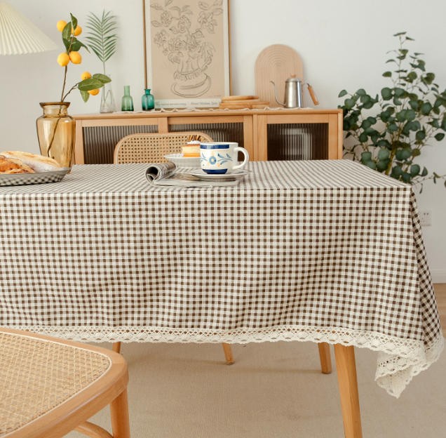 Rectangular Tablecloth 140x160cm Blue Daisy Print Polyester Cotton with Fringe - Picture 16 of 31