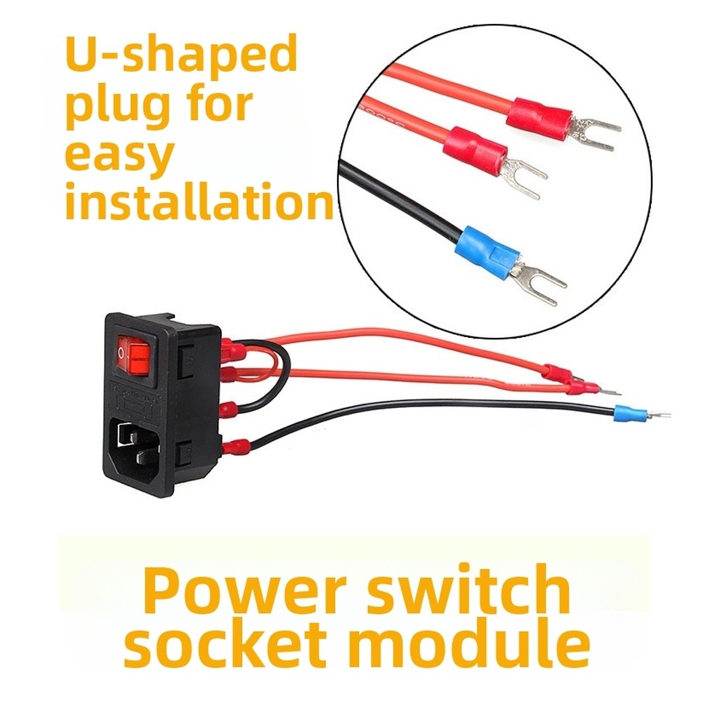 Fuse Protected Power Switch Socket 10A for 3D Printer 220V 110V Pre Wired