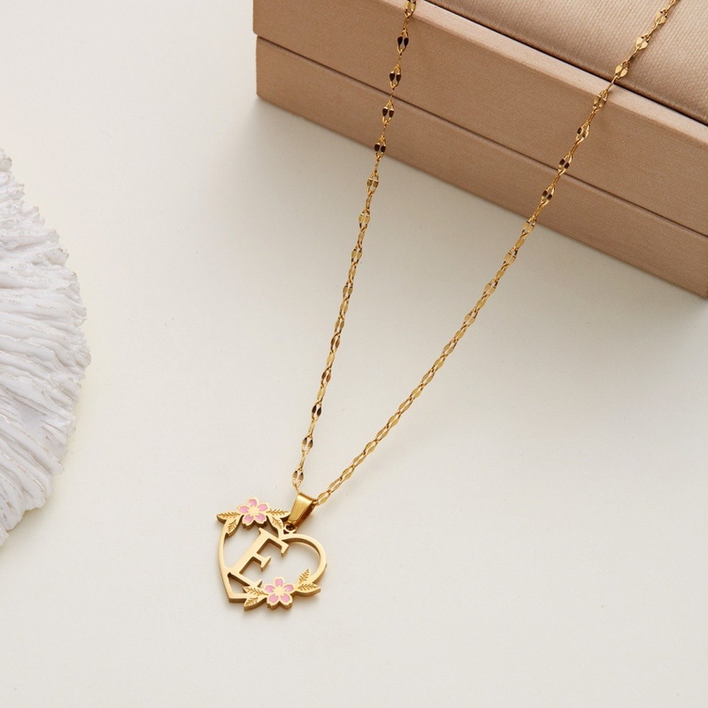 Water Wave Chain Necklace with Titanium Steel Love Lace Heart and Flower Design - Picture 20 of 41