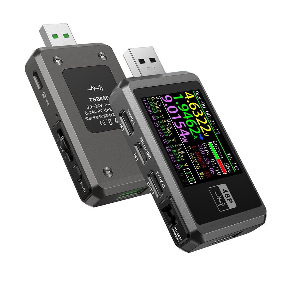 FNB48P USB Tester with Voltmeter and Amperemeter TypeC Fast Charge Monitor