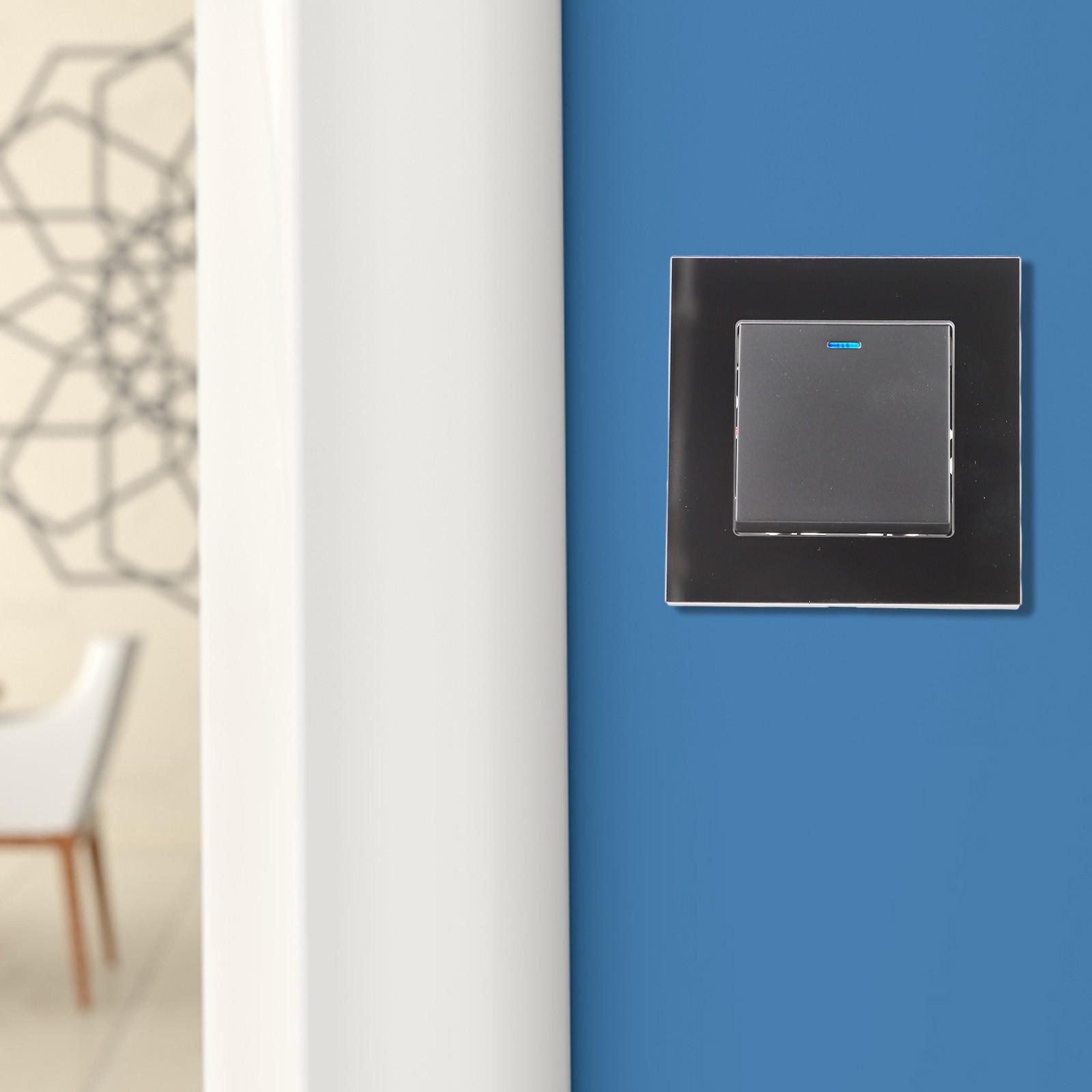 Contemporary Design Rocker Switch Tempered Glass Material European Standard