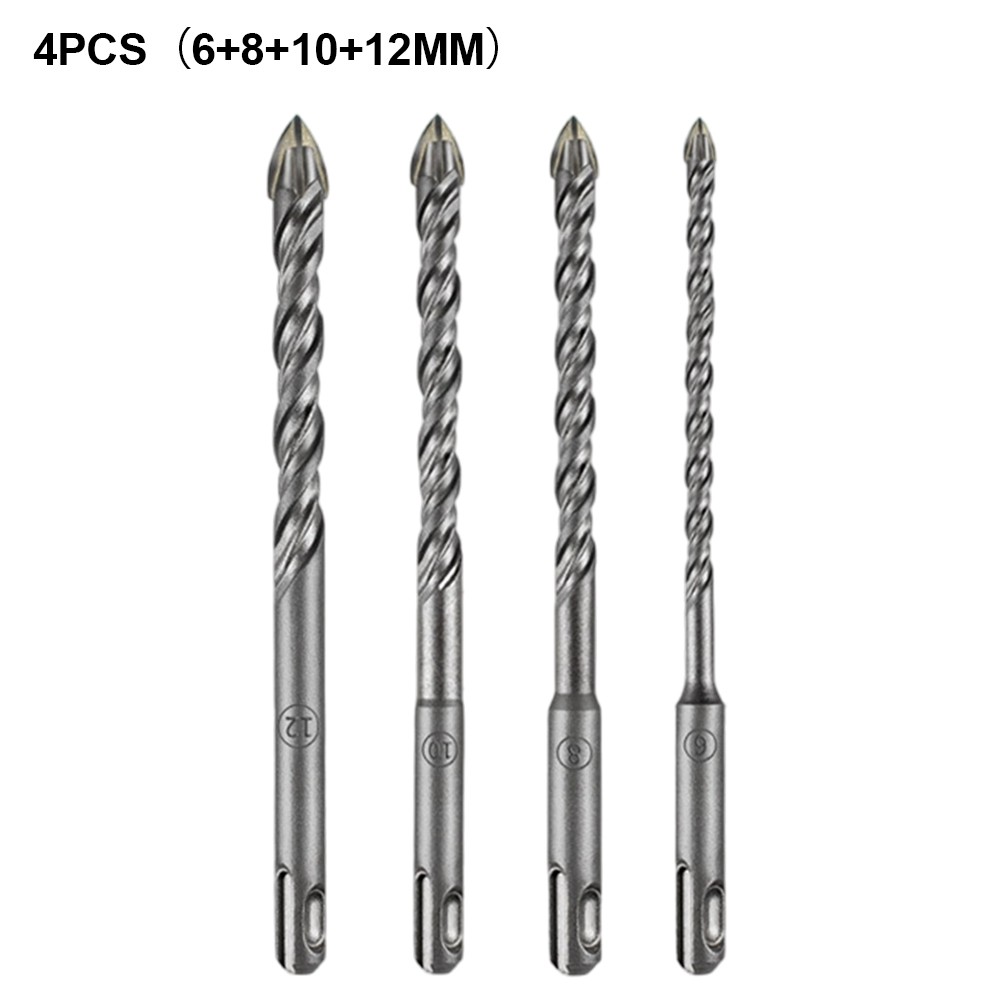 For SDSPLUS Cross Drill Bit with Two Holes Two Grooves for Round Shank