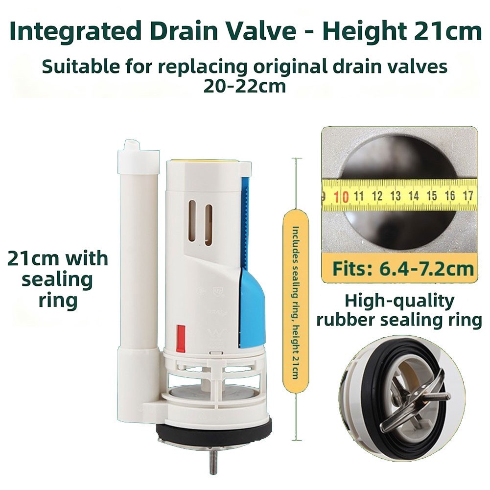 Toilet Drain Valve 21cm 27cm Stainless Steel Parts with Leak Prevention Seal