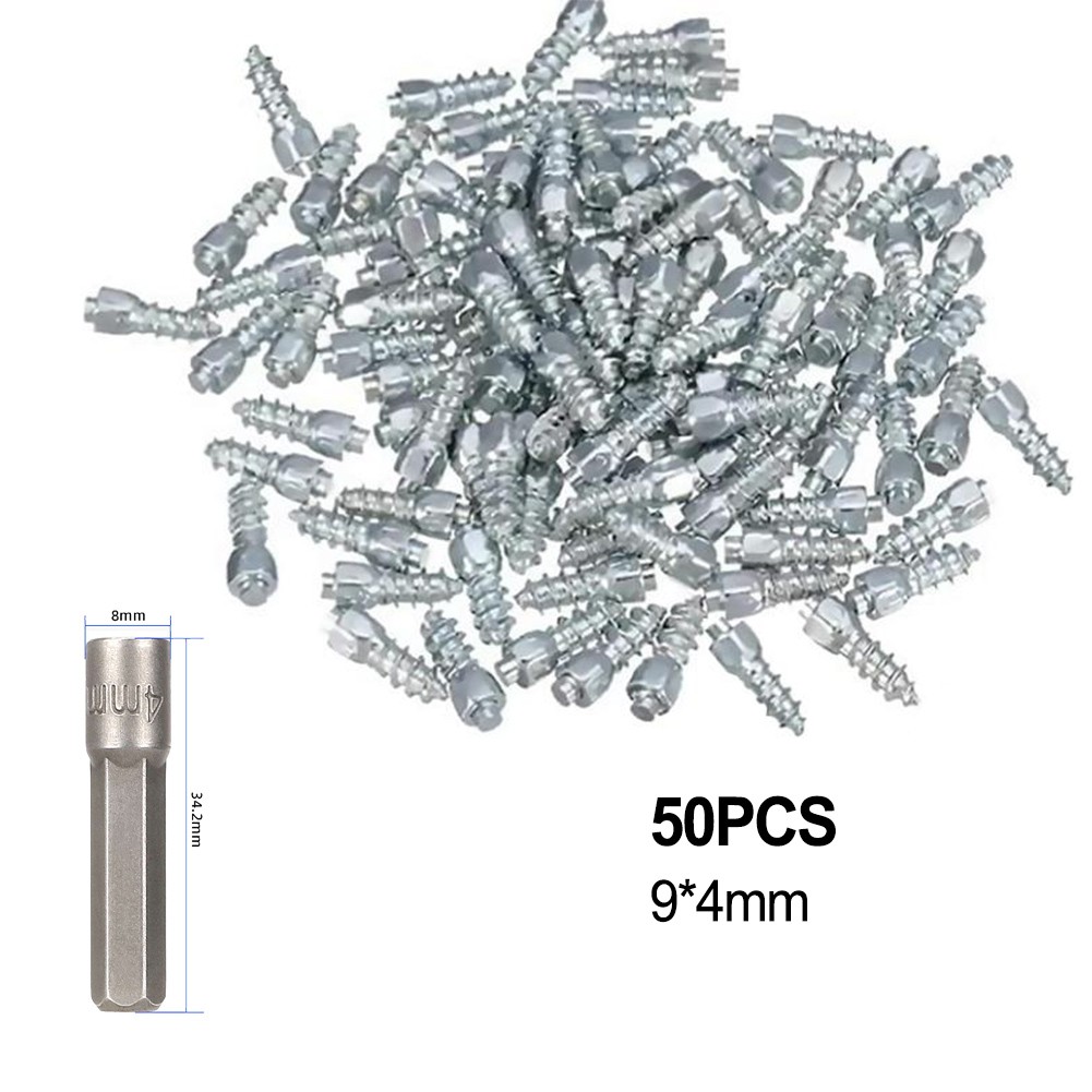 Car Motorcycle for atv Anti Slip Tire Spikes 50PCS Carbide Screw Nails with Tool