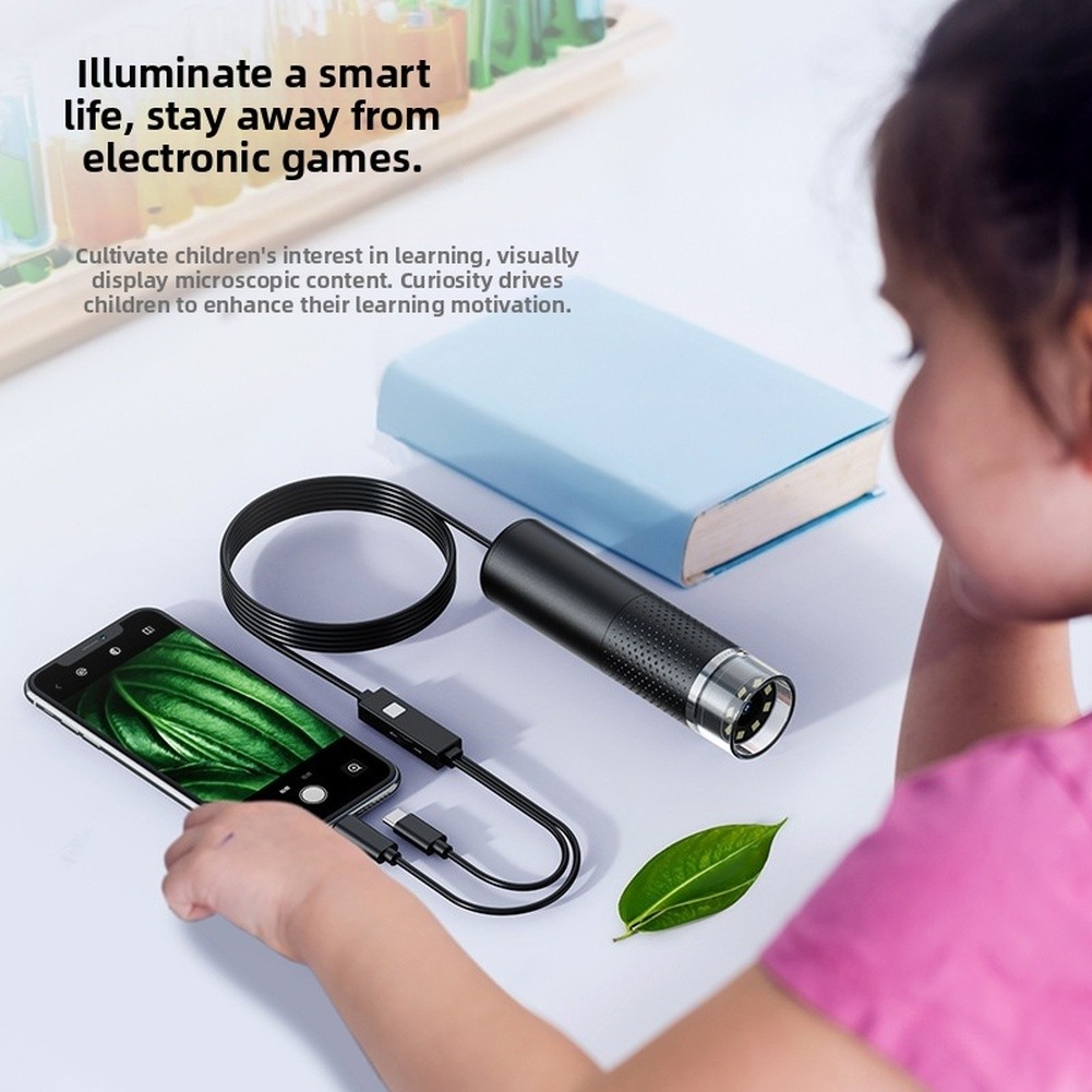 1600X Digital Microscope for For ANDROID and For IOS Phones with 8 LED Lights