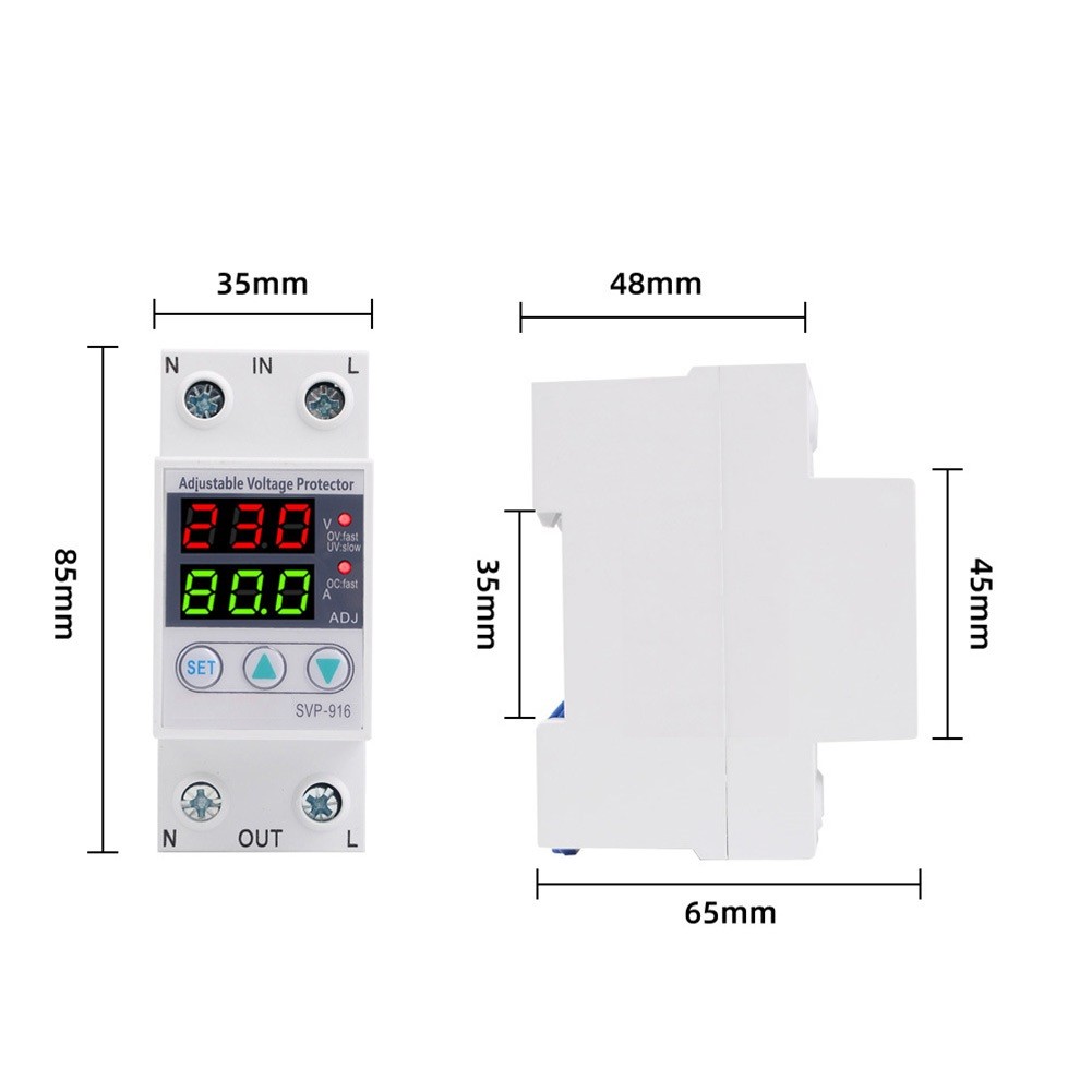 Adjustable Voltage Surge Protector SVP916 Current Limiting 40A 63A 80A