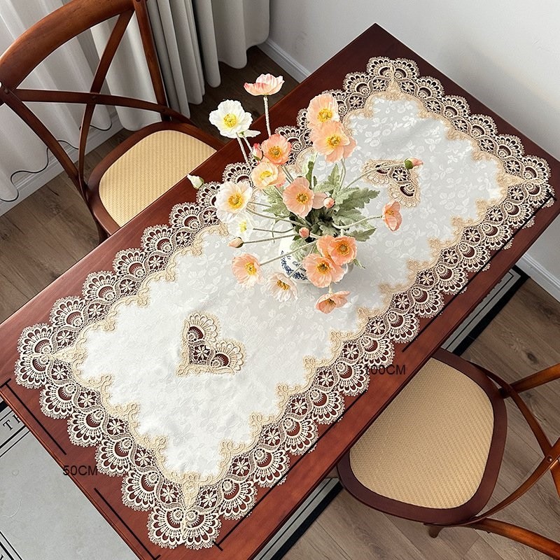 Polyester European Lace Tablecloth Rectangular Shape Embroidered Washable Cover - Picture 12 of 19