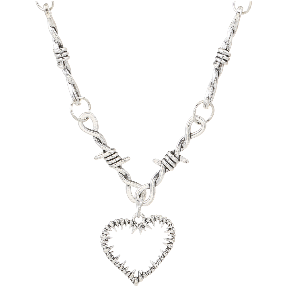 Thorn Heart Pendant Necklace Punk Style Unisex Couple Jewelry Alloy Adjustable - Picture 18 of 21