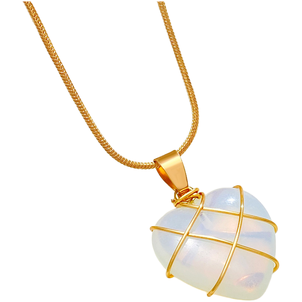 For Women Necklace with For CRYSTAL Accent Heart Shaped Opal Clavicle Style - Picture 13 of 22