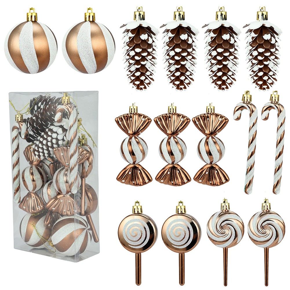 Christbaumschmuck Set mit Kugeln Tannenzapfen und lustigen Lutscher Designs - Bild 13 von 13