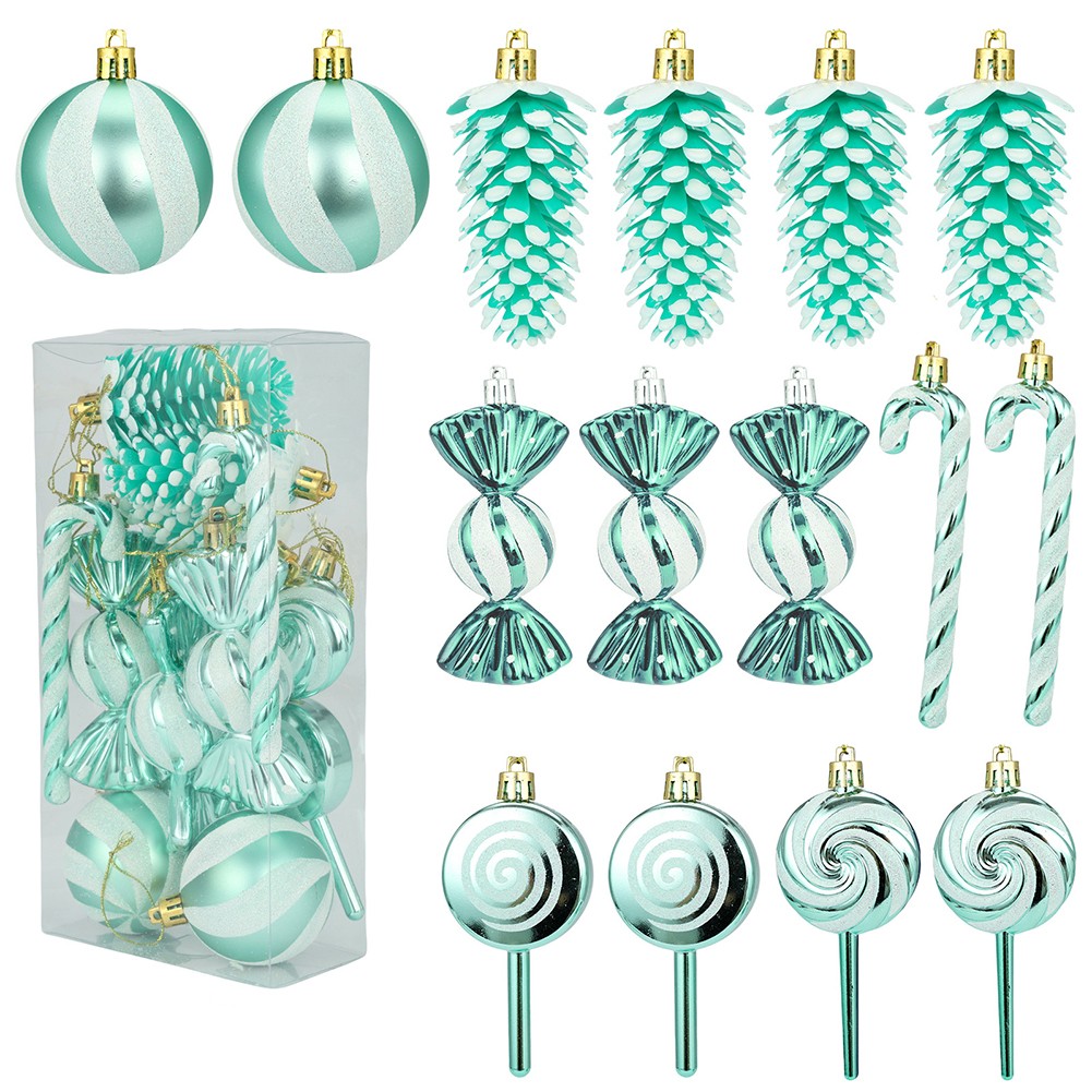 Christbaumschmuck Set mit Kugeln Tannenzapfen und lustigen Lutscher Designs - Bild 12 von 13