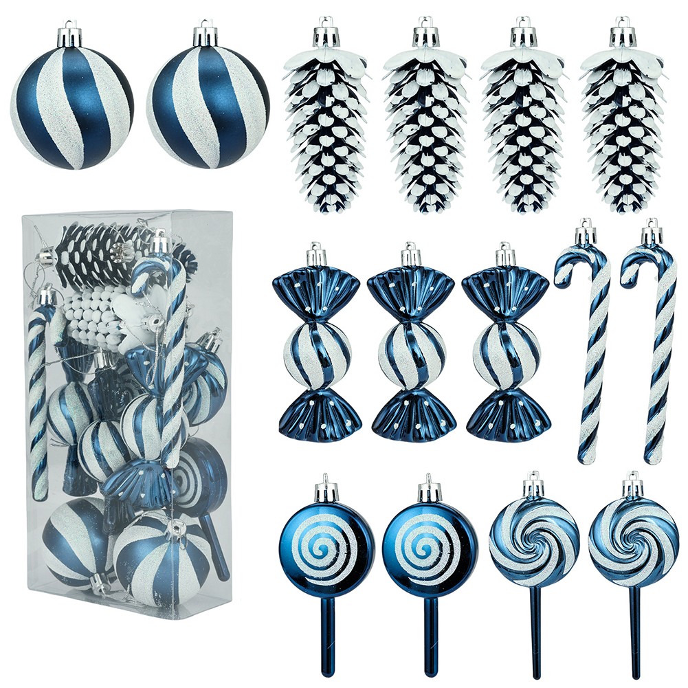 Christbaumschmuck Set mit Kugeln Tannenzapfen und lustigen Lutscher Designs - Bild 11 von 13