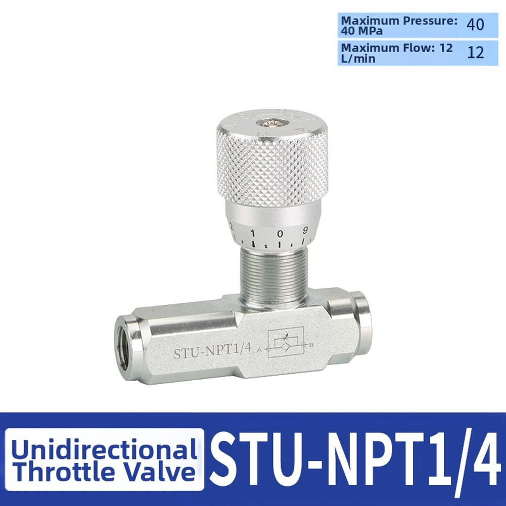One Way Joint Flow Control Valve Hydraulic 14 or 38 NPT Carbon Steel 5800 PSI