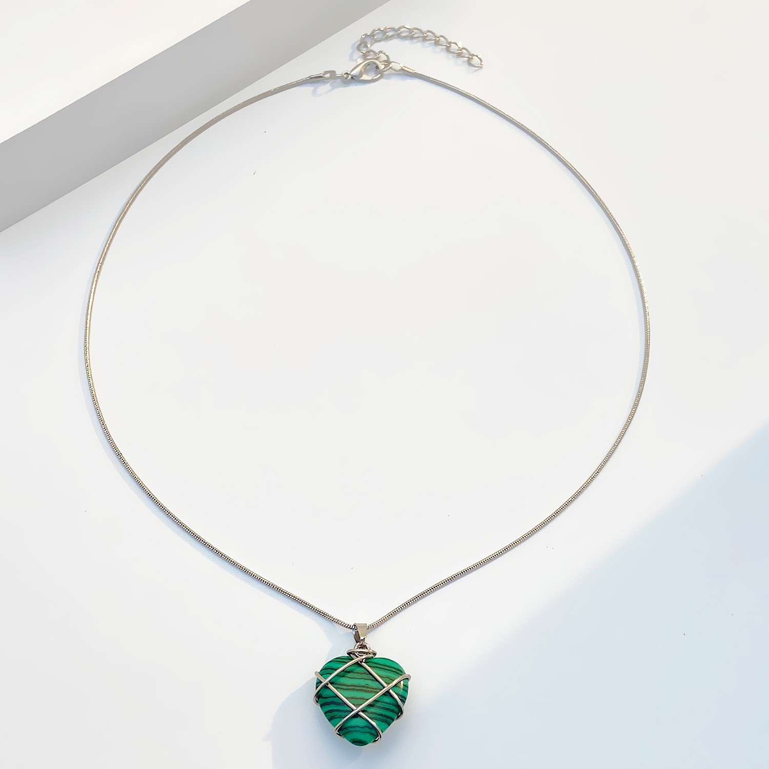 For Women Necklace with For CRYSTAL Accent Heart Shaped Opal Clavicle Style - Picture 20 of 22