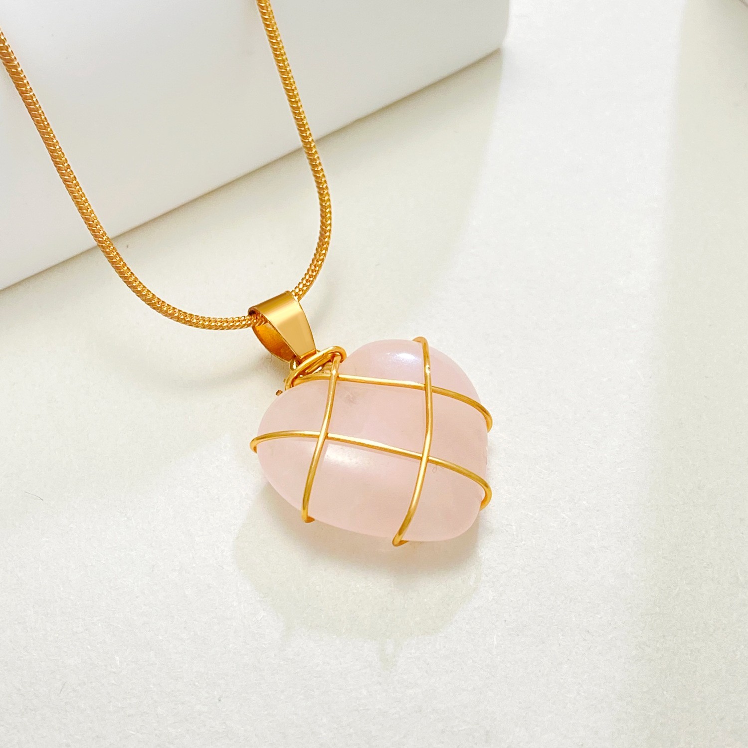 For Women Necklace with For CRYSTAL Accent Heart Shaped Opal Clavicle Style - Picture 16 of 22