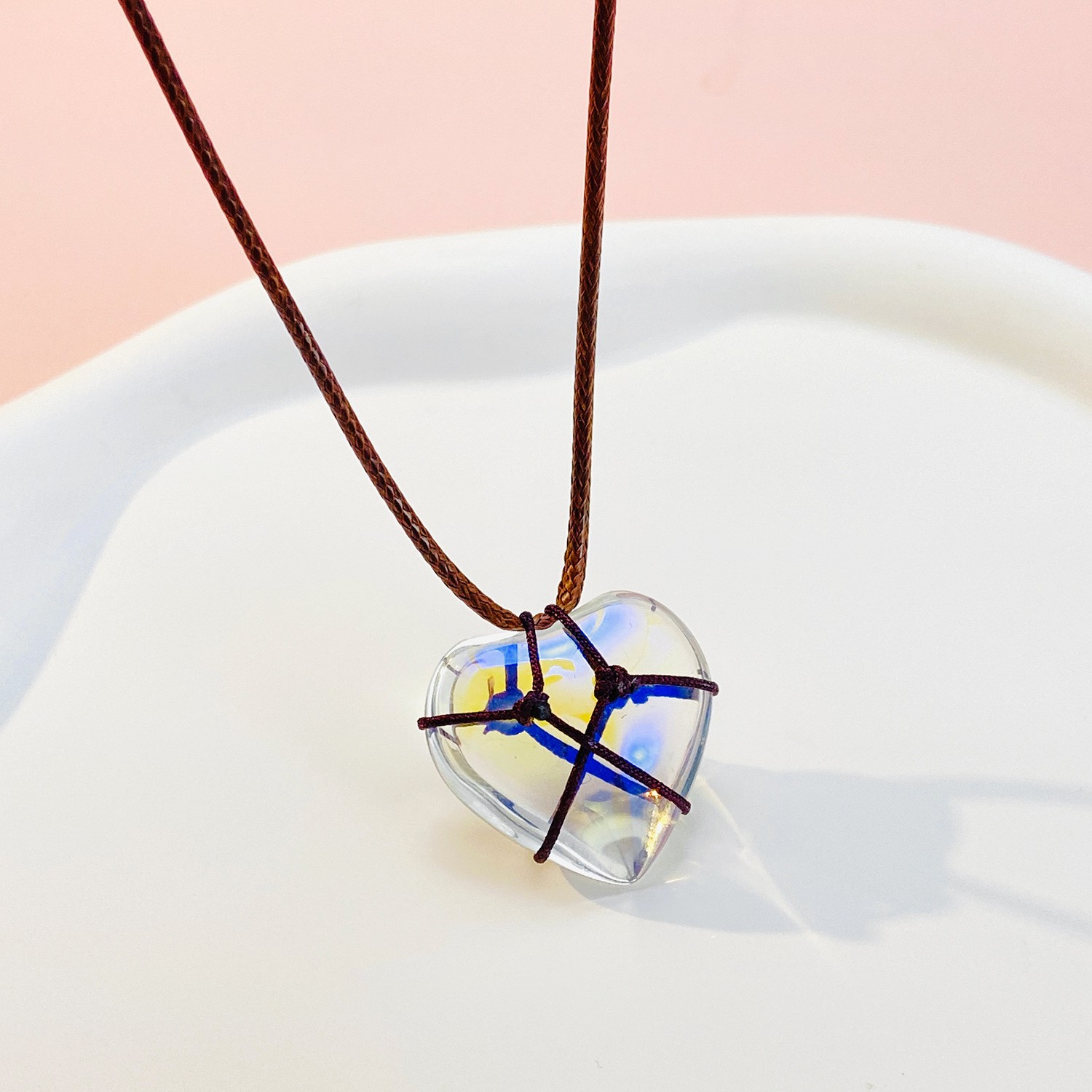 For Women Necklace with For CRYSTAL Accent Heart Shaped Opal Clavicle Style - Picture 18 of 22