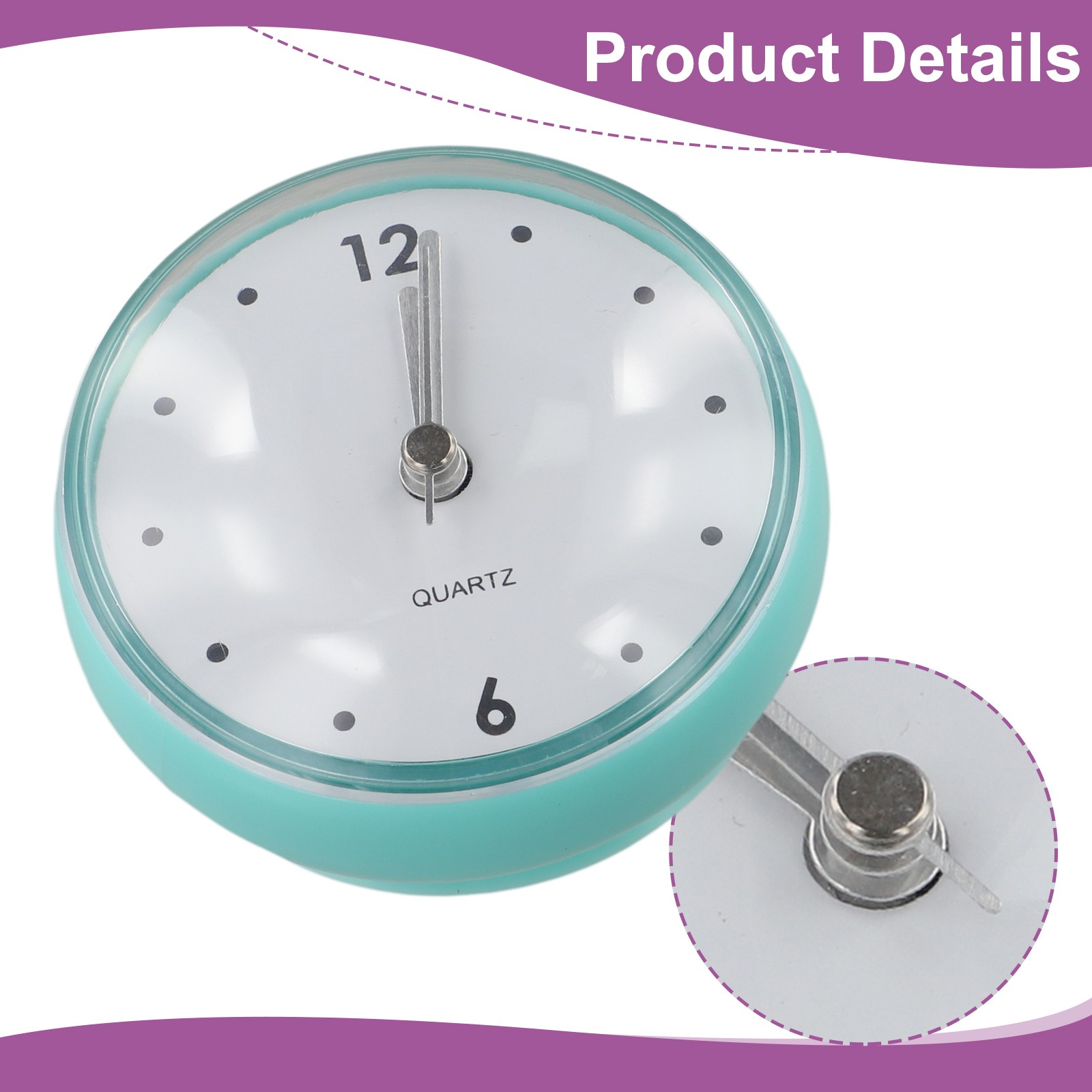 Silent Quartz Clock with Sucker for Easy Installation in Bathroom For Kitchen