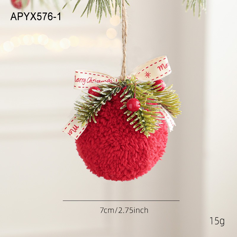 Red Plush Christmas Tree Hanging Decorations Pendant Red Holiday Accessories - Picture 33 of 33