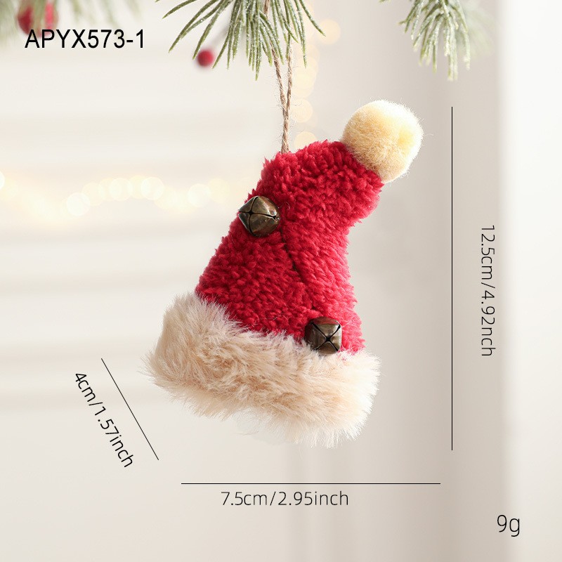 Red Plush Christmas Tree Hanging Decorations Pendant Red Holiday Accessories - Picture 27 of 33