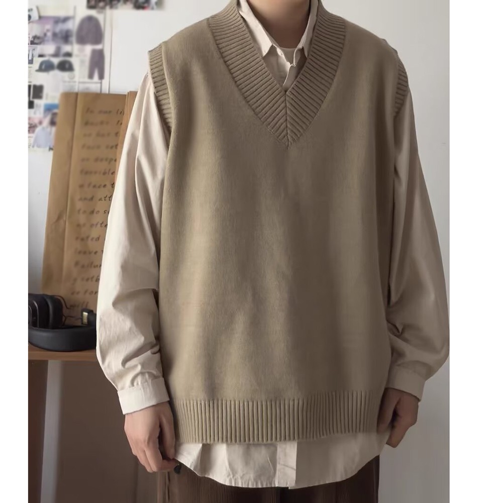 Men Knit Vest Sleeveless Sweater Spring Outfit Classic Theme O-neck Collar - Picture 19 of 22