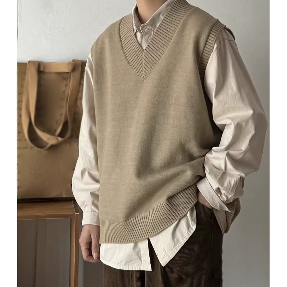 Men Knit Vest Sleeveless Sweater Spring Outfit Classic Theme O-neck Collar - Picture 17 of 22