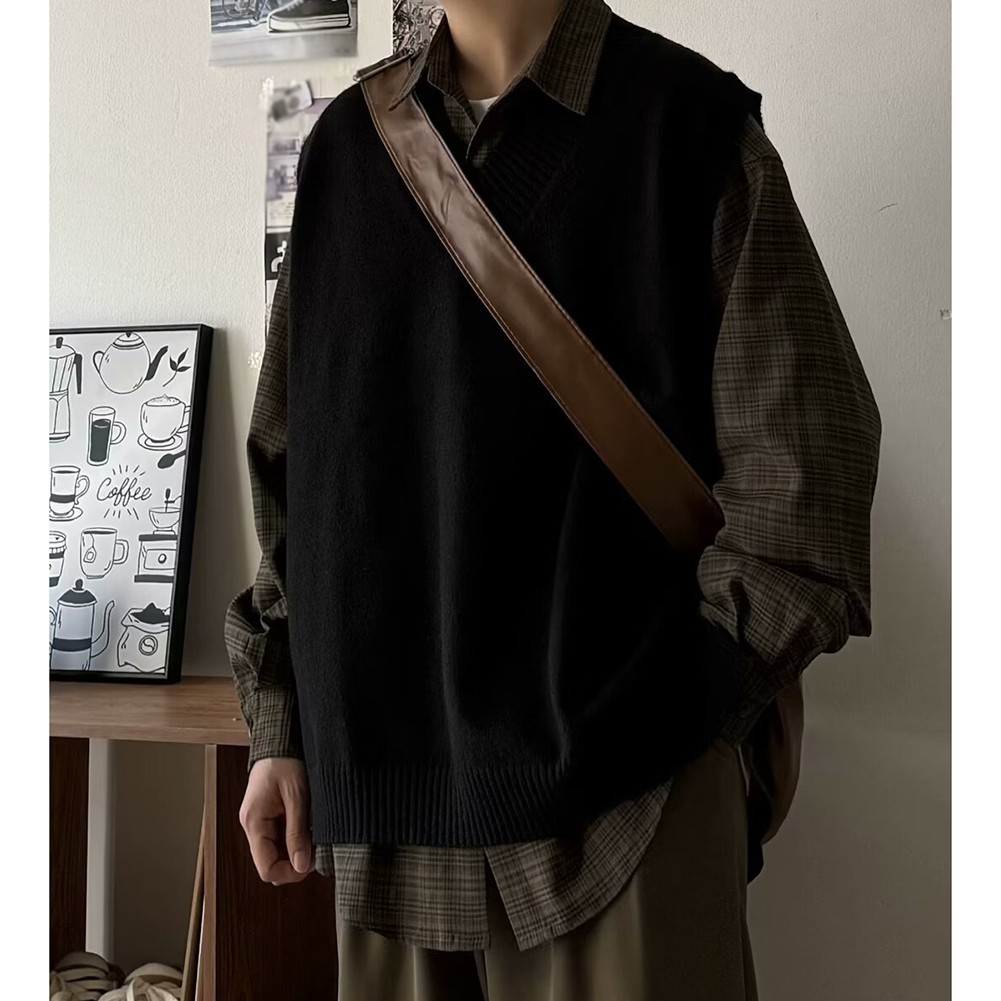 Men Knit Vest Sleeveless Sweater Spring Outfit Classic Theme O-neck Collar - Picture 13 of 22