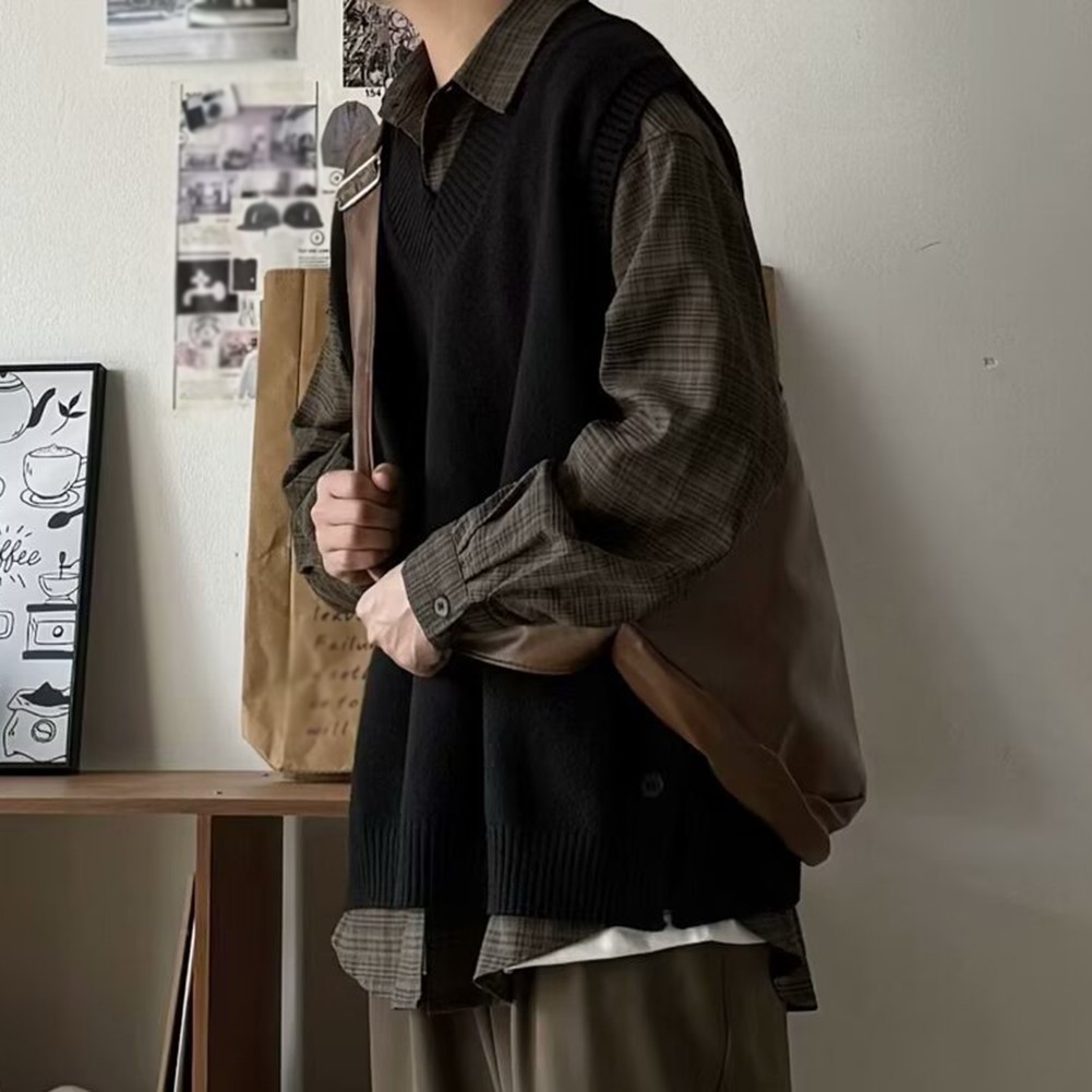 Men Knit Vest Sleeveless Sweater Spring Outfit Classic Theme O-neck Collar - Picture 15 of 22