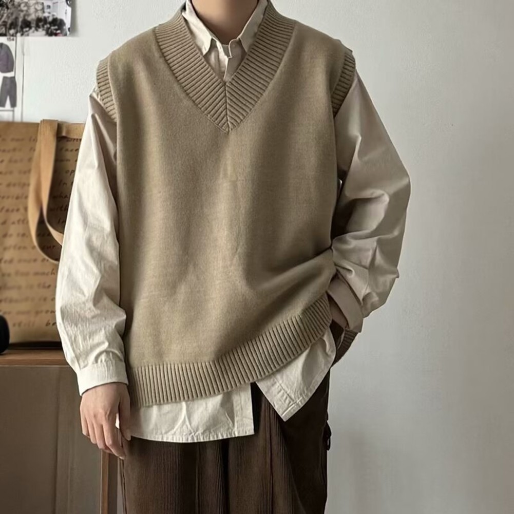 Men Knit Vest Sleeveless Sweater Spring Outfit Classic Theme O-neck Collar - Picture 21 of 22