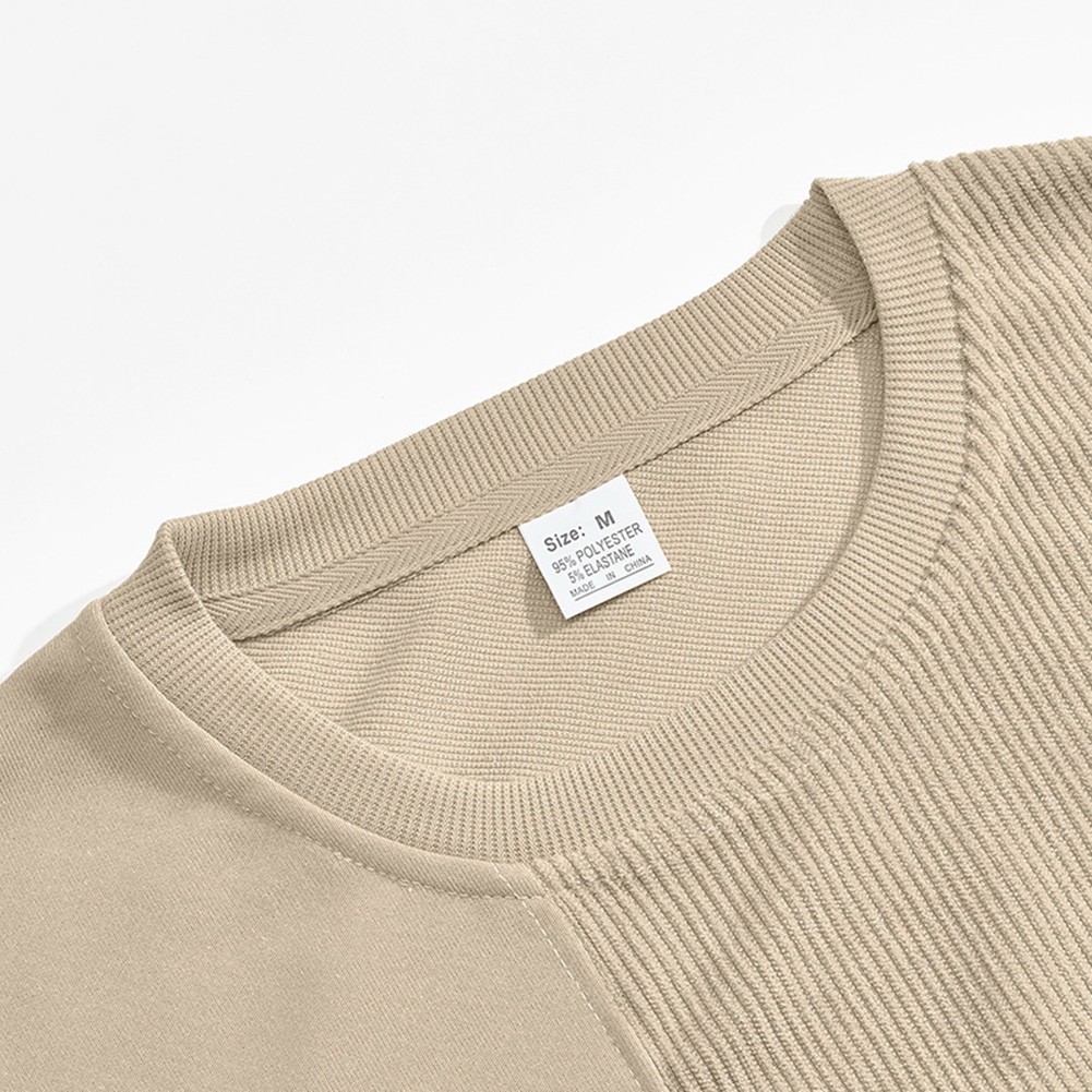 Mens Corduroy Fabric Sweatshirt Striped Texture O Neck Loose Fit Long Sleeve - Picture 19 of 26