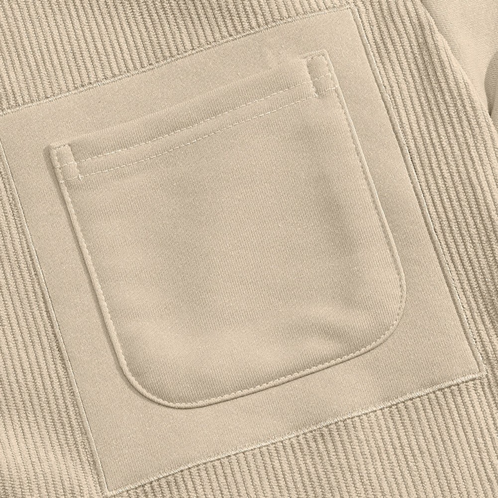 Mens Corduroy Fabric Sweatshirt Striped Texture O Neck Loose Fit Long Sleeve - Picture 22 of 26