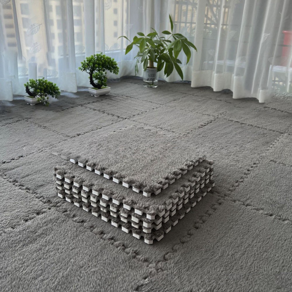 Alfombrilla de espuma de felpa suave azulejos de sierra de calar entrelazados para uso en el hogar - Imagen 8 de 20