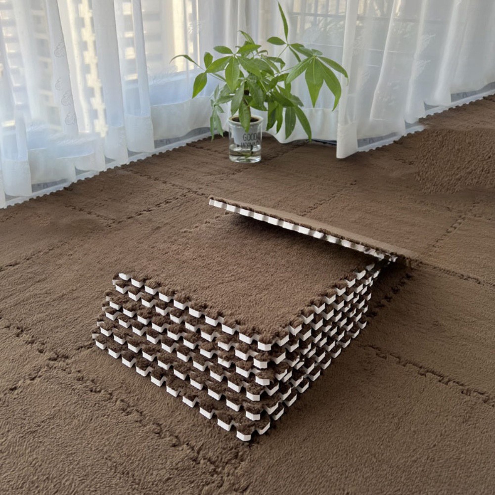 Alfombrilla de espuma de felpa suave azulejos de sierra de calar entrelazados para uso en el hogar - Imagen 9 de 20