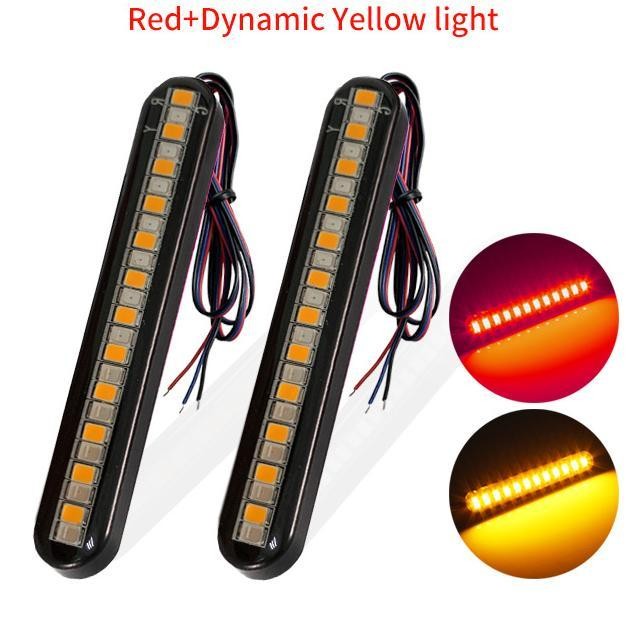 24 LED Flowing Water Tail Brake Turn Signal Strip Light Motorcycle Blinker